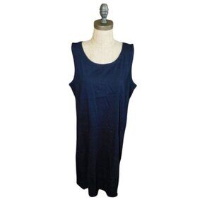 Eileen Fisher Size L Large Organic Cotton Blend Dark Navy Blue Dress